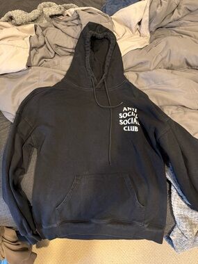 Anti Social Social Club Men’s Black Crewneck Hoodie with White Logo